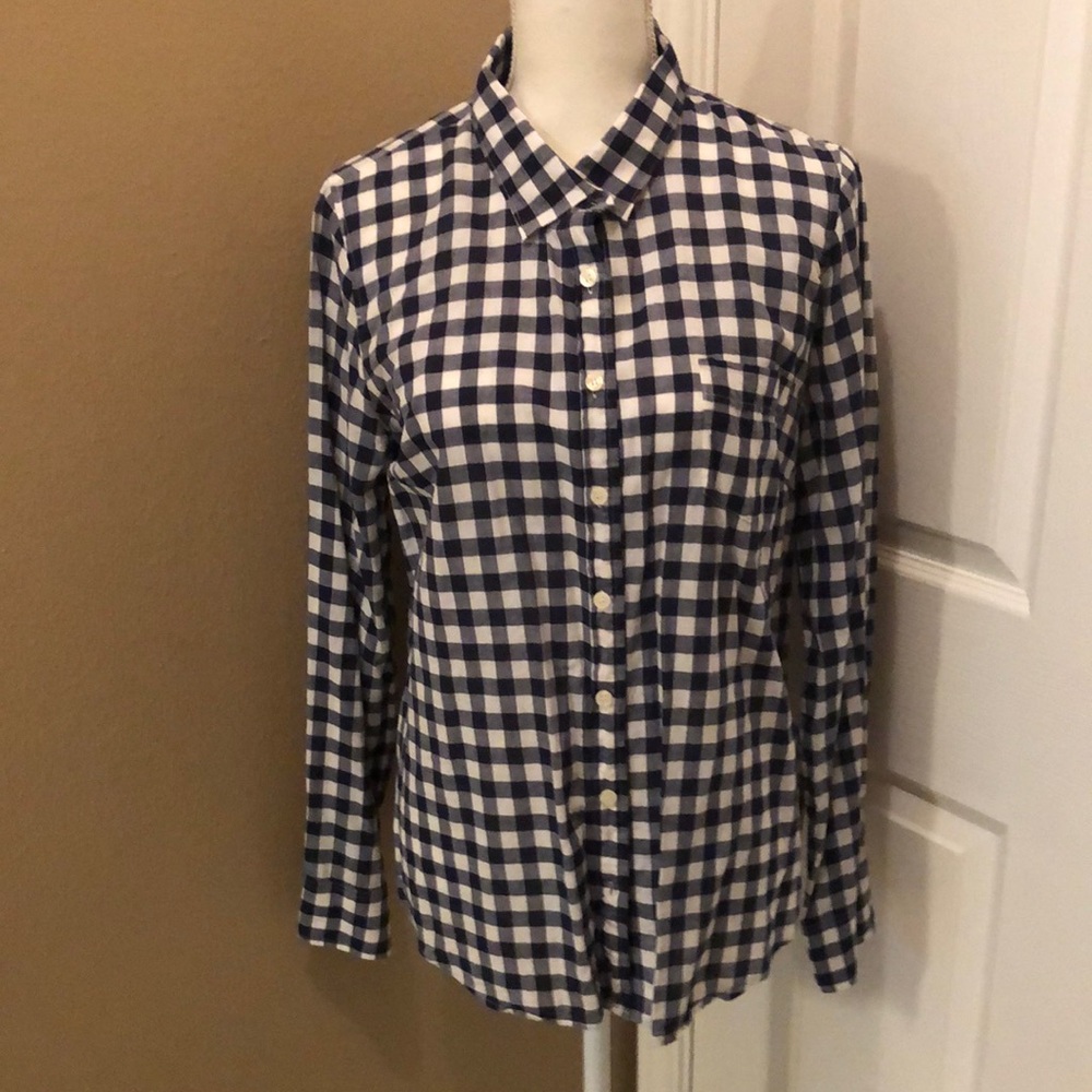 J. Crew navy gingham shirt